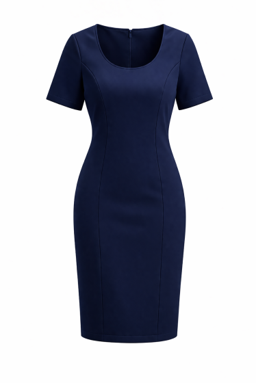 Navy blue fitted sheath dress